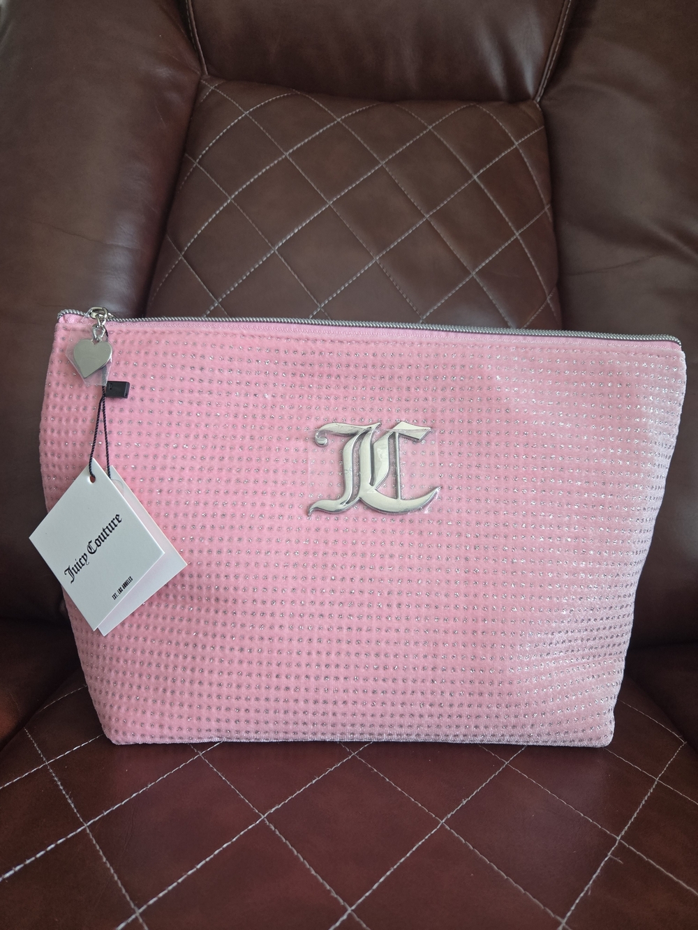 Juicy Couture Pink Rhinestone Cosmetic Pouch
